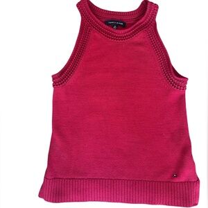 Tommy Hilfiger Red High Neck Sweater Tank 100% Cotton